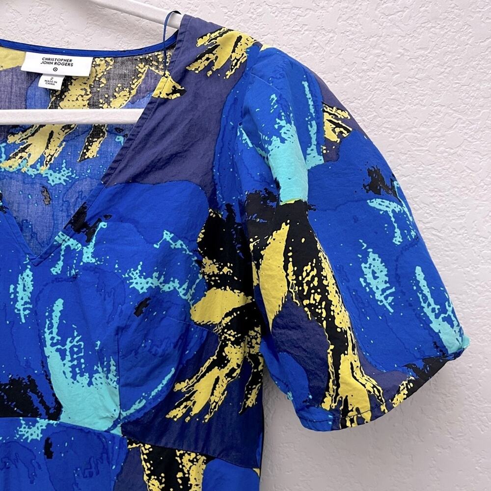 Christopher John Rogers for Target Blue Maxi Dress Size 2 Eclectic Artsy - Picture 4 of 5